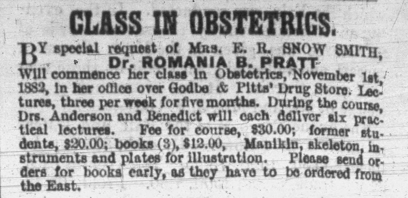 An advertisement by from the 1882-10-15 issue of the Woman's Exponent